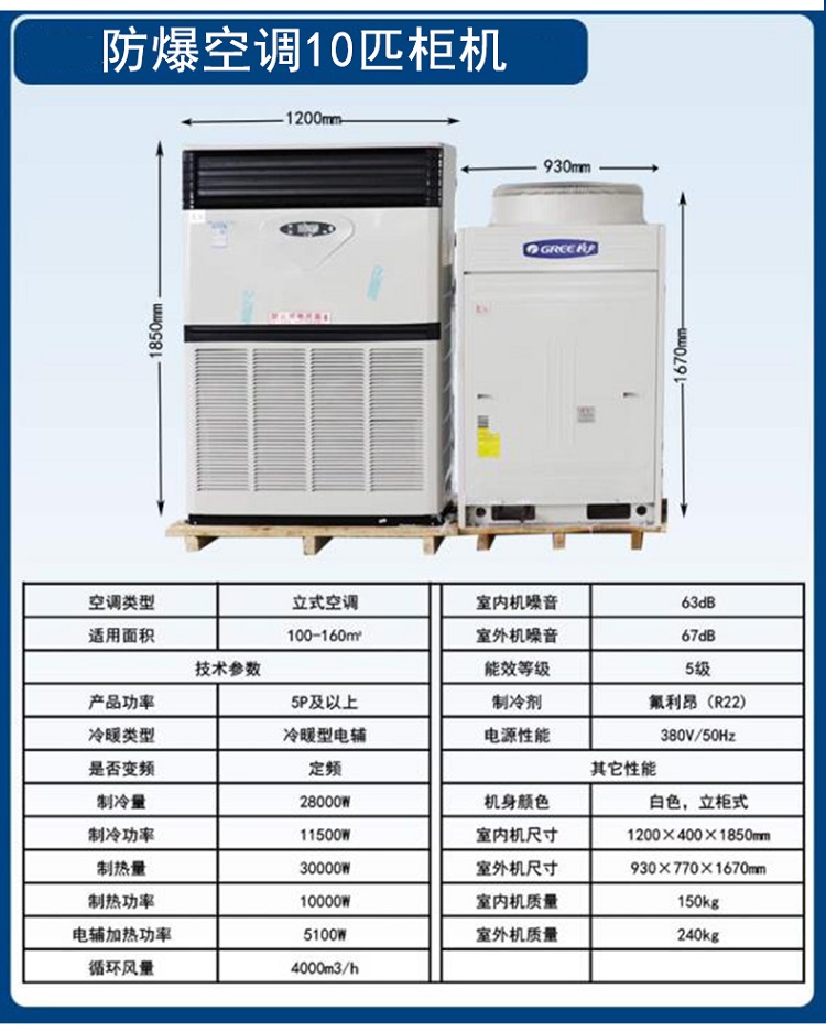 格力防爆空调10匹柜机参数表
